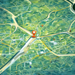 Mapa digital con un pin y un icono de servidor