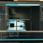 Pantalla de monitor con el Visor de eventos y consola de PowerShell.