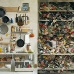 Imagen que muestra dos cocinas diferentes, representando la teoría social sobre los sartenes.