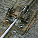 Mechanical tram switch close-up