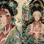 Imagen dividida mostrando anatomía humana realista a un lado y personajes de anime exagerados al otro.