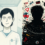 Split illustration showing the original clinical definition of incel versus its modern derogatory perception.