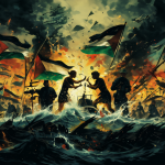 Ilustración del impacto geopolítico mundial tras un ataque a la flotilla que mata a Greta Thunberg
