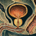 Dibujo detallado de una glándula prostática humana para contexto médico.