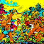 He-Man y los Thundercats luchando contra Mumm-Ra en un entorno cómic colorido.