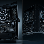 Imagen comparativa mostrando las diferencias físicas entre un PC con dos tarjetas gráficas y dos PCs separados.