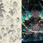 Comparativa visual entre arte de cómic y anime para ilustrar la diferencia en derechos de autor