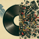 Vinilo dividido mostrando la diferencia entre un álbum original limpio y uno contaminado con bonus tracks