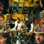 Collage de músicos conservadores en un estudio de música