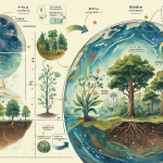 Scientific diagram showing Earth's evolution with and without trees
