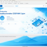 Pantalla digital mostrando el diseño de una presentación moderna para protocolos institucionales.