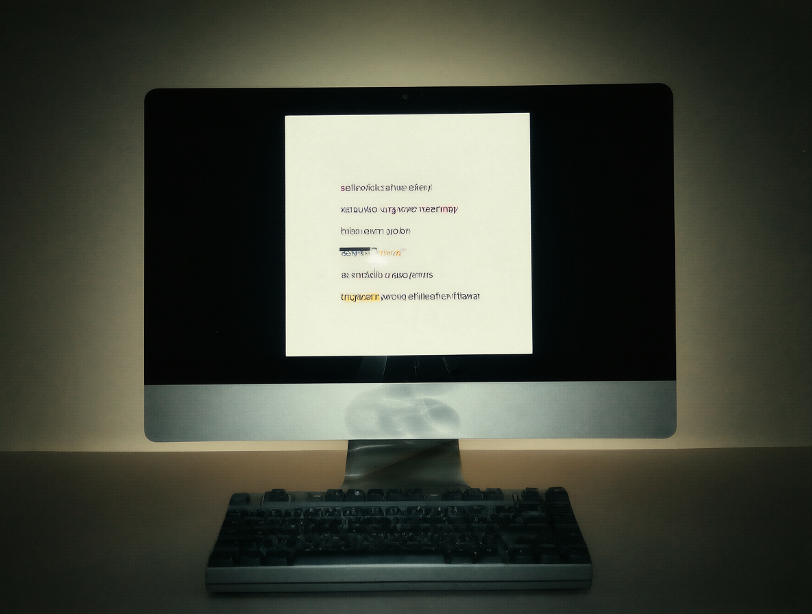 Pantalla de ordenador mostrando texto sobre la traducción de versos con un escritorio limpio al fondo.