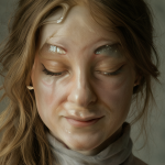 Retrato fotorrealista generado por IA con textura de piel y luz suave