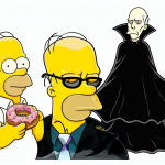 Ilustración de un collage con Homero Simpson, Lex Luthor y Voldemort