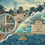Gráfico conceptual que muestra la comparación entre el tiempo perdido en el viaje diario y el costo del alojamiento, equilibrando ambos elementos para decidir.