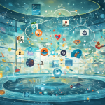 Iconos de modelos de inteligencia artificial dispersos en una interfaz digital