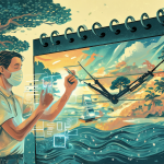 Ilustración conceptual de interacción entre usuario e IA a lo largo del tiempo