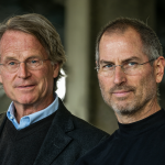 Steve Jobs and Scott Balmer discussing the iPhone launch.
