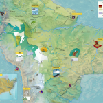 Un mapa detallado mostrando estadísticas de mortalidad por COVID-19 entre líderes religiosos en América Latina y el norte.
