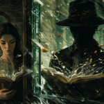Figura leyendo frente a un cristal, representando la interpretación cinematográfica de Lolita.
