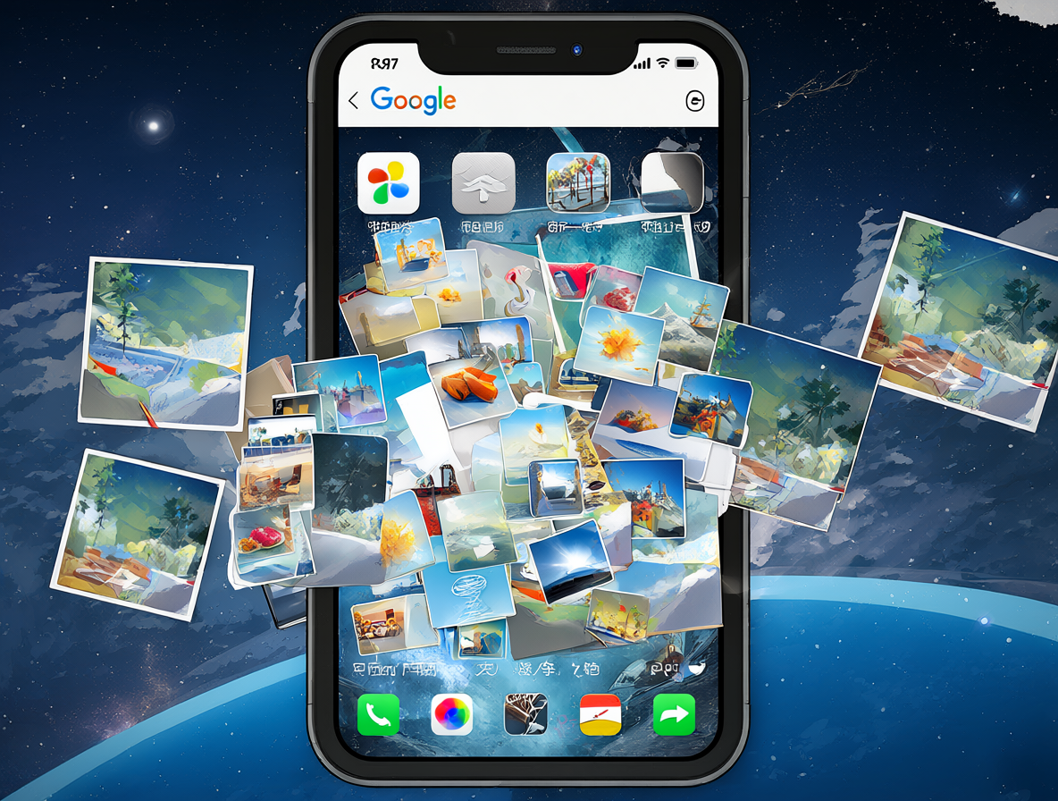 Pantalla de un teléfono mostrando la app Google Photos con fotos duplicadas antes de solucionarlo