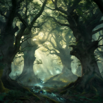 Bosque místico y atmosférico
