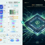 Split screen desktop view of Windows 11 showing version comparison charts and a futuristic glowing ARM chip icon representing the alien nature of build 26H1.