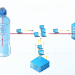 Diagrama técnico de una red con un router Mikrotik y un ONT mostrando una botella en la conexión debido a la saturación de tablas NAT.