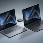 Varios modelos de laptops modernas con chips Snapdragon X Elite y un dispositivo Apple, ilustrando la competencia entre hardware ARM y x86 en 2026.