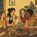 Grupo diverso de amigos conversando en un ambiente relajado