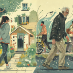 Ilustración dividida mostrando dos tipos de abandono familiar.