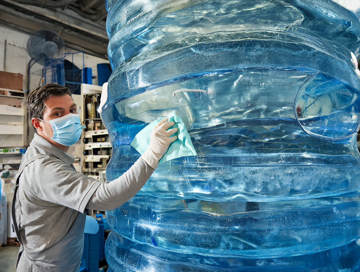 Persona realizando limpieza profunda del sistema de agua