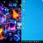 Split-screen illustration comparing a chaotic, effect-heavy desktop environment with 3D cubes and wobbly windows against a clean, minimalist modern desktop interface.