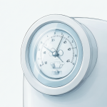 A close-up view of a home water heater's control panel displaying the target temperature range.