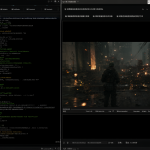 Una ilustración técnica que muestra una comparación lado a lado: un terminal con FFmpeg y una ventana gráfica con el resultado de ffplay.