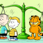 Calvin y Hobbes comparados con Peanuts y Garfield en una ilustración de cómic.