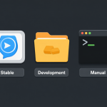 Ilustración vectorial mostrando Desktop, Portable e instalación manual de ComfyUI.