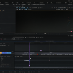 Interfaz del editor de video de Blender con la línea de tiempo y controles de reproducción visibles