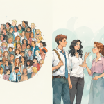 Ilustración conceptual mostrando la diferencia entre frecuencia estadística y normas sociales en el significado de 'normal'.