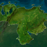 Mapa detallado de Venezuela mostrando líneas de falla y marcadores de actividad sísmica histórica.