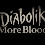 Close-up of the stylized anime title text 'Diabolik Lovers More,Blood' with dark background