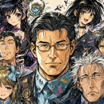 Ilustración del mangaka Masakazu Katsura rodeado de sus personajes más famosos.