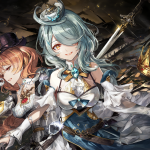 Ilustración de anime con Leina y Annelotte en un entorno de fantasía.