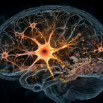 Diagrama anatómico mostrando el recambio celular en el cerebro y el intestino