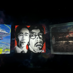 Collage mostrando al director Ushio Tazawa, Kunio Okawara y una nave espacial de ciencia ficción relacionada con el tráiler de 7 minutos del proyecto Ichirin-sha.