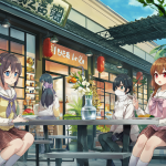 Escena del anime Food Court de Mata Ashita con las protagonistas