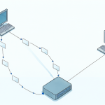 Diagrama de un router enviando paquetes entrantes a una computadora específica en la red local.