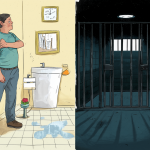Ilustración comparativa del arresto domiciliario y la prisión en Chile