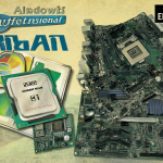 Logotipo de Windows XP x64 y procesador AMD Athlon 64
