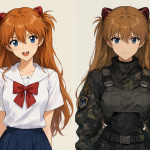 Imagen comparativa mostrando las diferencias físicas y estilísticas entre ambas Asukas.